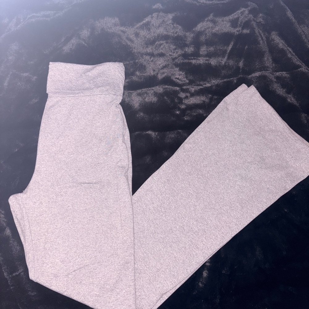 shein grey fold-over flared legging